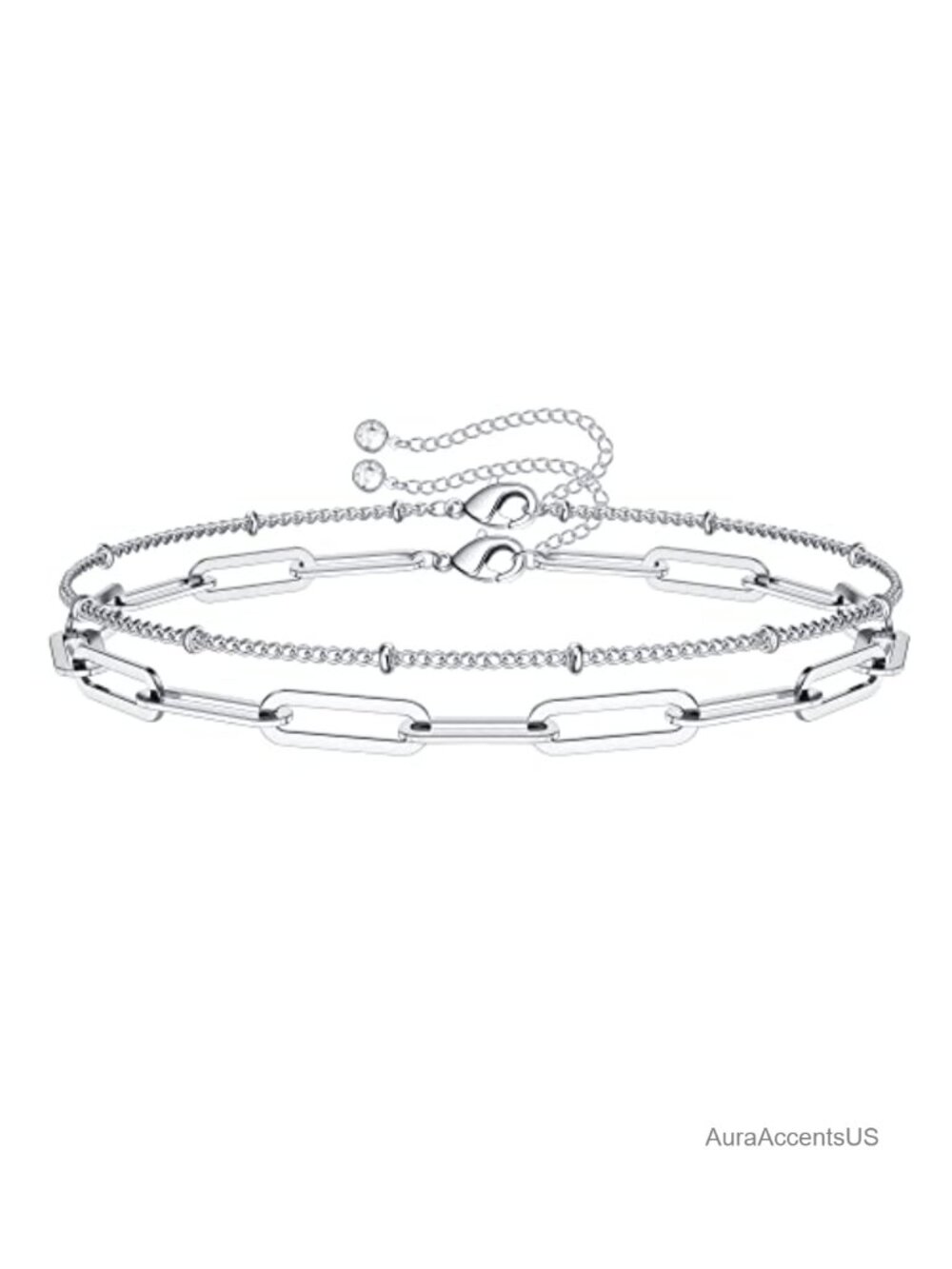 14K Gold Plated Layered Beads Bracelet, Adjustable Dainty Chain, Gift for Women